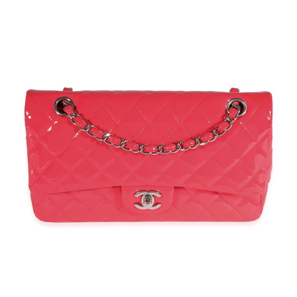 Chanel Candy Pink Quilted Patent Leather Medium Classic Double Flap Bag - Picture 1 of 8